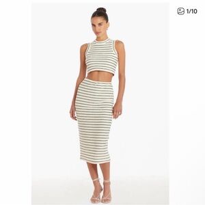 Amanda Uprichard Black and White Striped Skirt Set